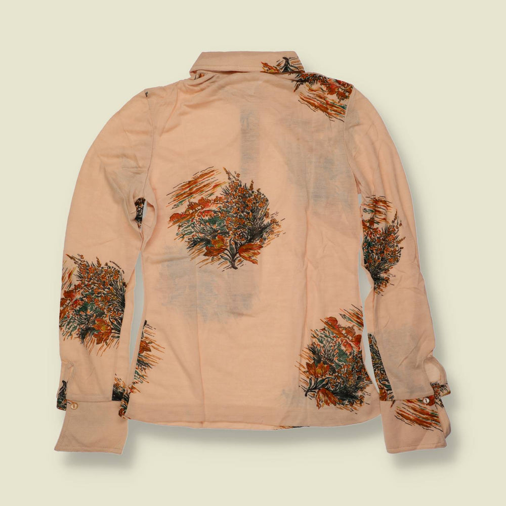 1970s | TGL | Deadstock Placement Print Blouse | Peach - 6