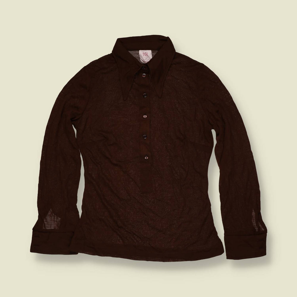 1970s | TGL | Deadstock Acrilan Blouse | Brown - 6