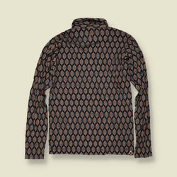 1990s | Funky Yours | Geometric Print Blouse | Grey & Brown - 6