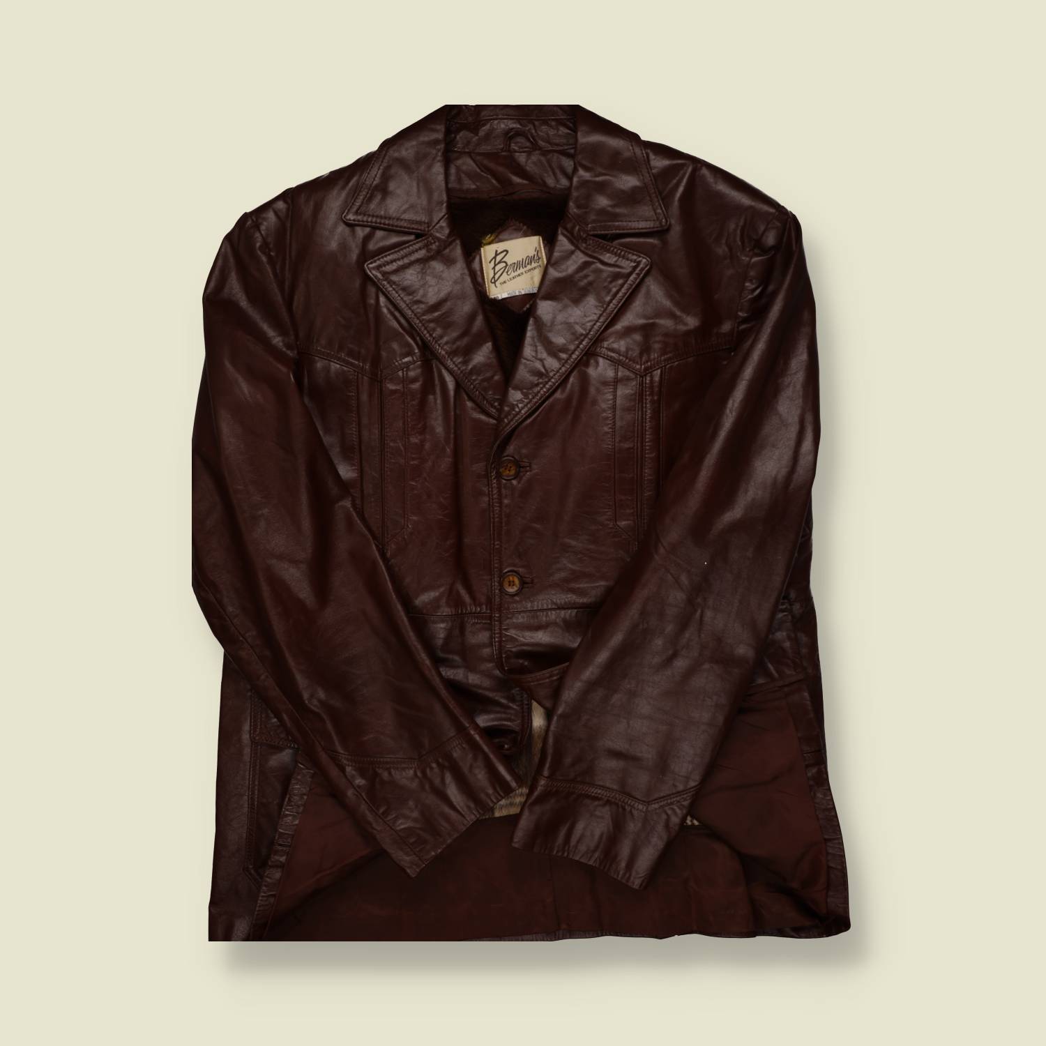 1970s Bernard Oxblood Leather Blazer Jacket - L/XL