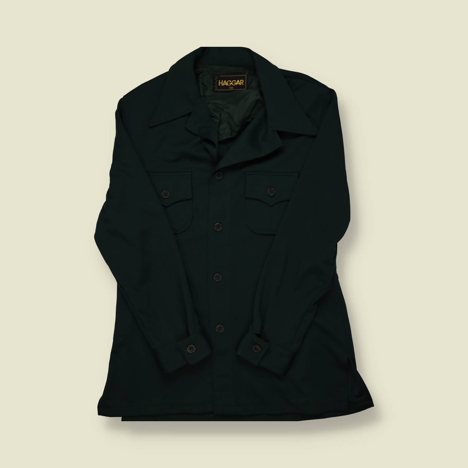 1970s Haggar Black Polyester Leisure Jacket - S/M