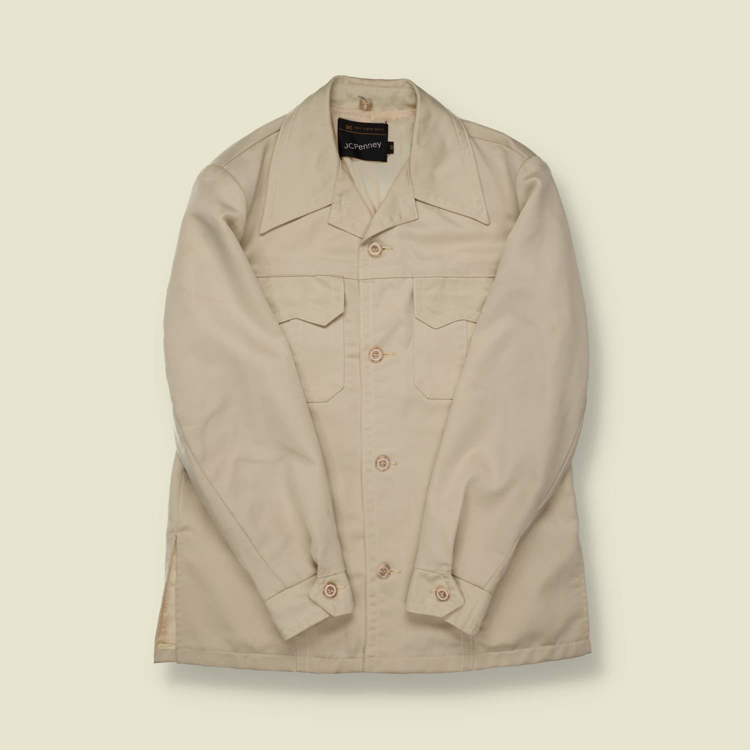 1970s JC Penney Cream Polyester Leisure Jacket - S/M