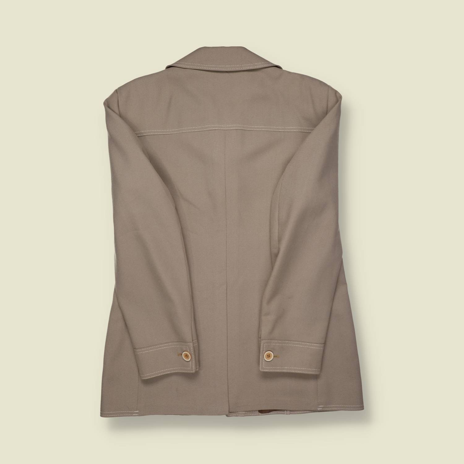 1970s Taupe Leisure Jacket with Contrast Stitching - S