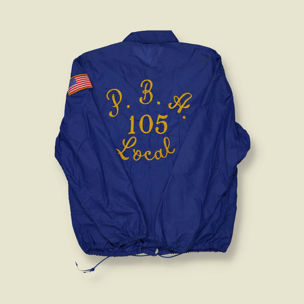 1970s P.B.A. Local 105 Chainstitch Coaches Jacket - L