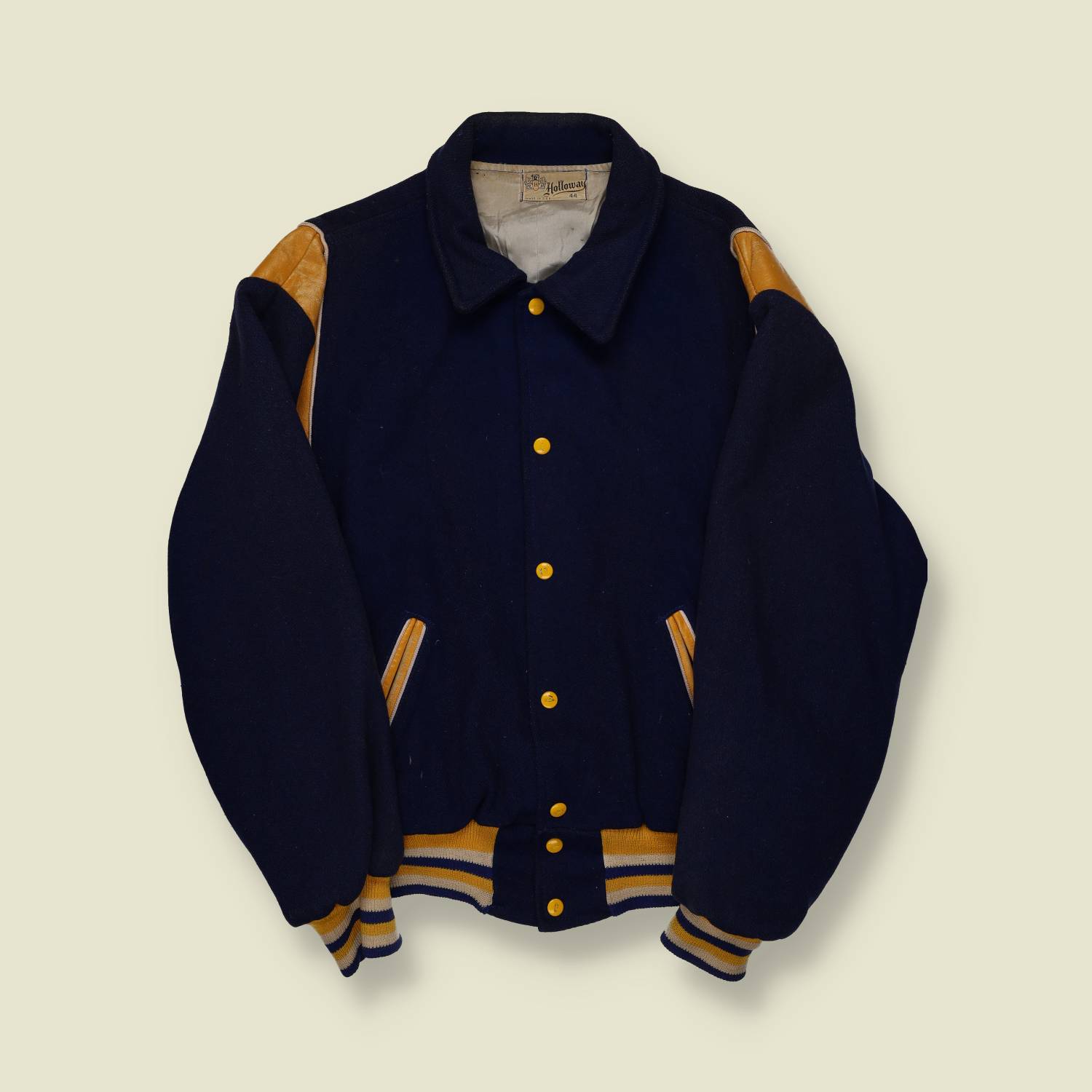 1960s Holloway Wool & Leather Trim Varsity Jacket - L