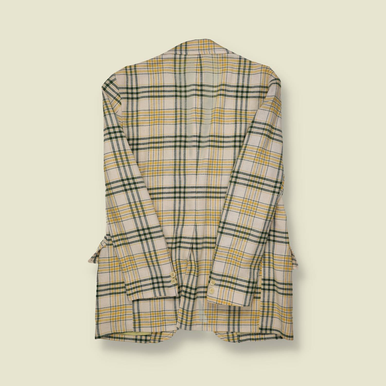 1970s Dobbshine Yellow & Green Plaid Blazer - M