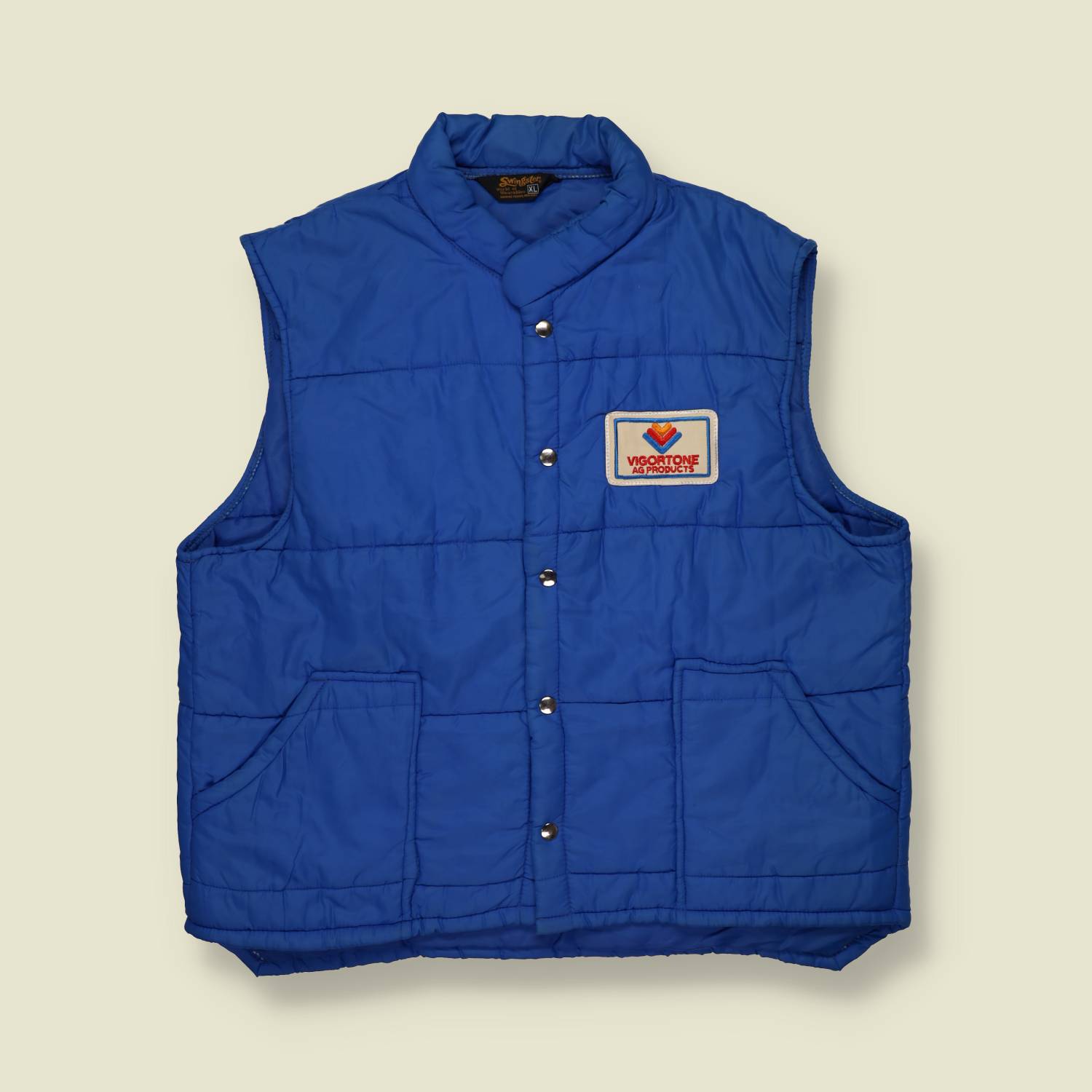 1970s Vigortone Ag Products Swingster Quilted Work Vest - XL