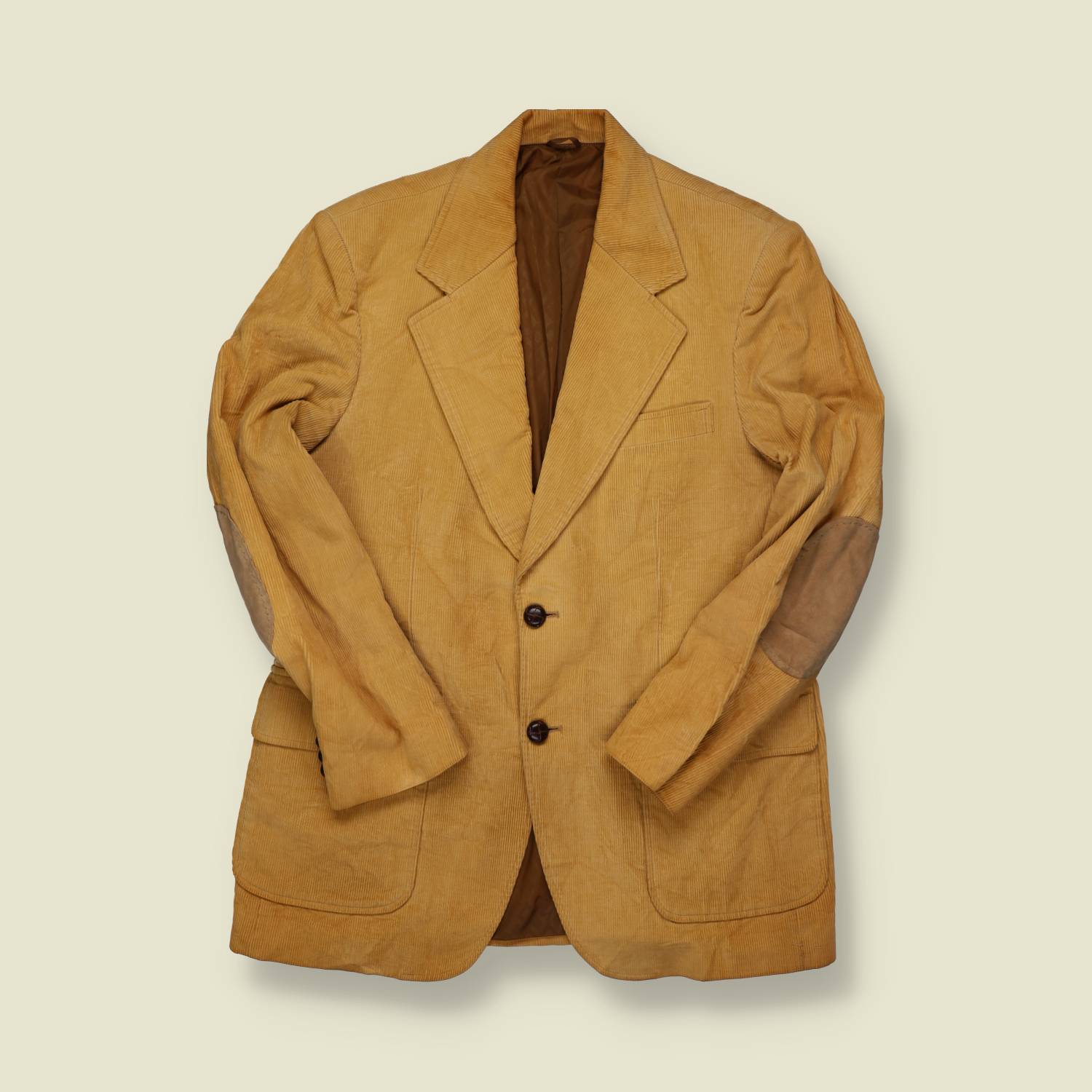 1970s | Unbranded | Corduroy Sports Coat – Wheat with Elbow Patches - M