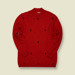 1970s | Unbranded | Knit Jumper – Red Argyle - S