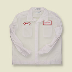 2000s | Aramark | Honda Work Shirt – White “Haley” Name Patch - L/XL