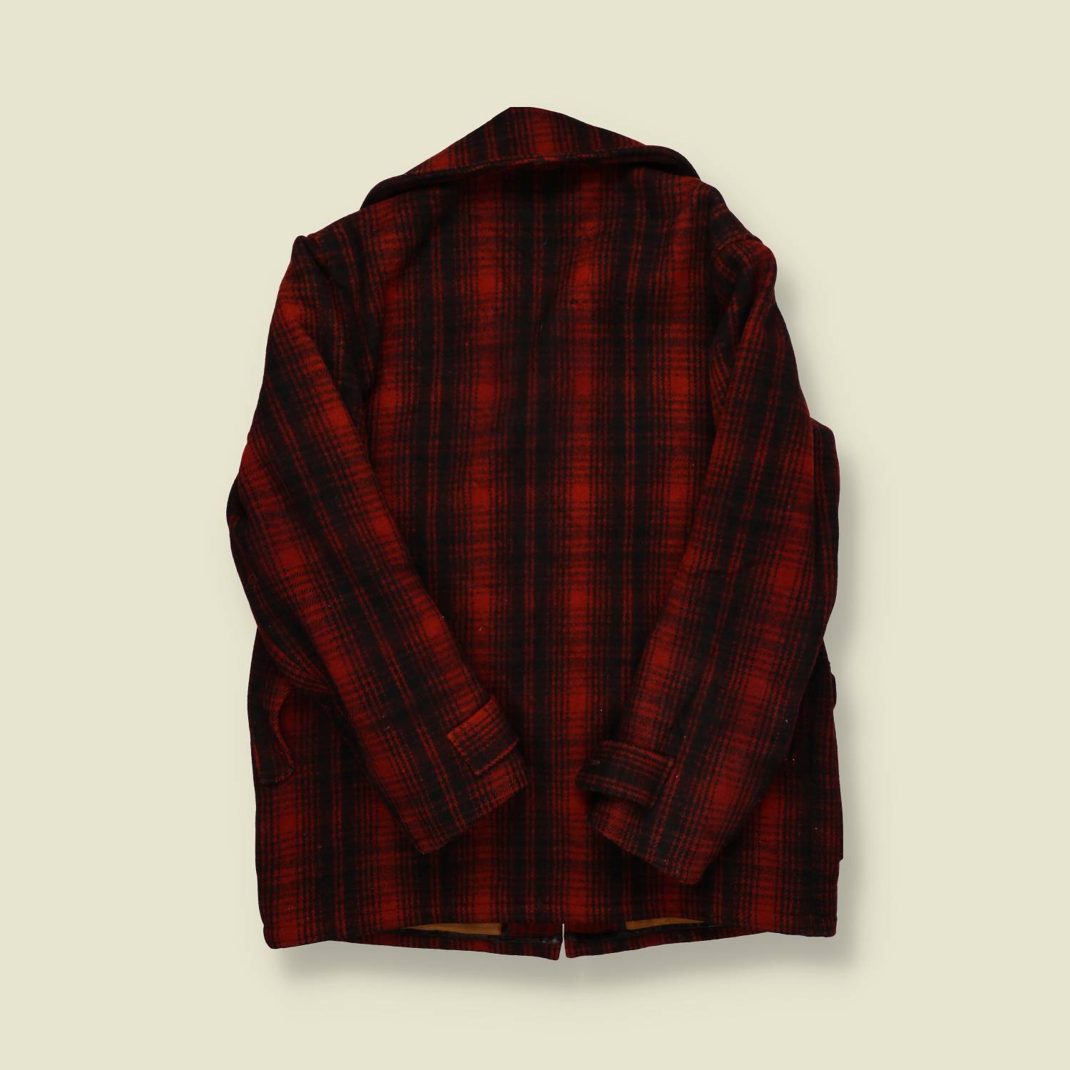 1950s | Woolrich | Buffalo-Red Plaid Wool Mackinaw Jacket – Red/Black - S