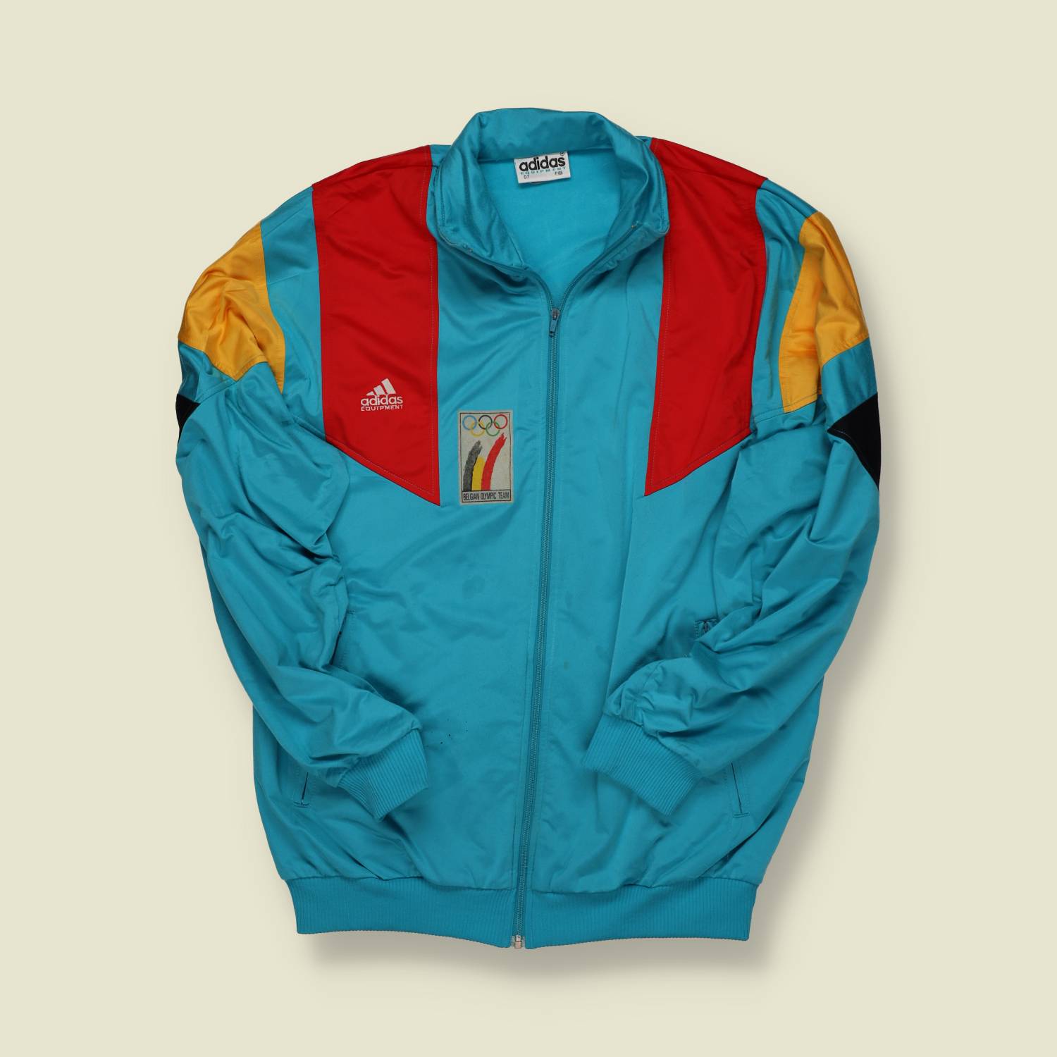 1980s | Adidas | Belgian Olympic Team Track Jacket – Blue/Red/Yellow - L
