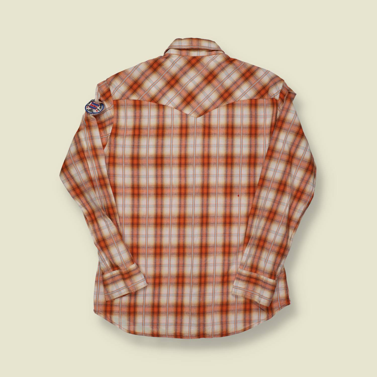 2000s | Dickies | Western Plaid Mechanic Shirt – Orange Check - S