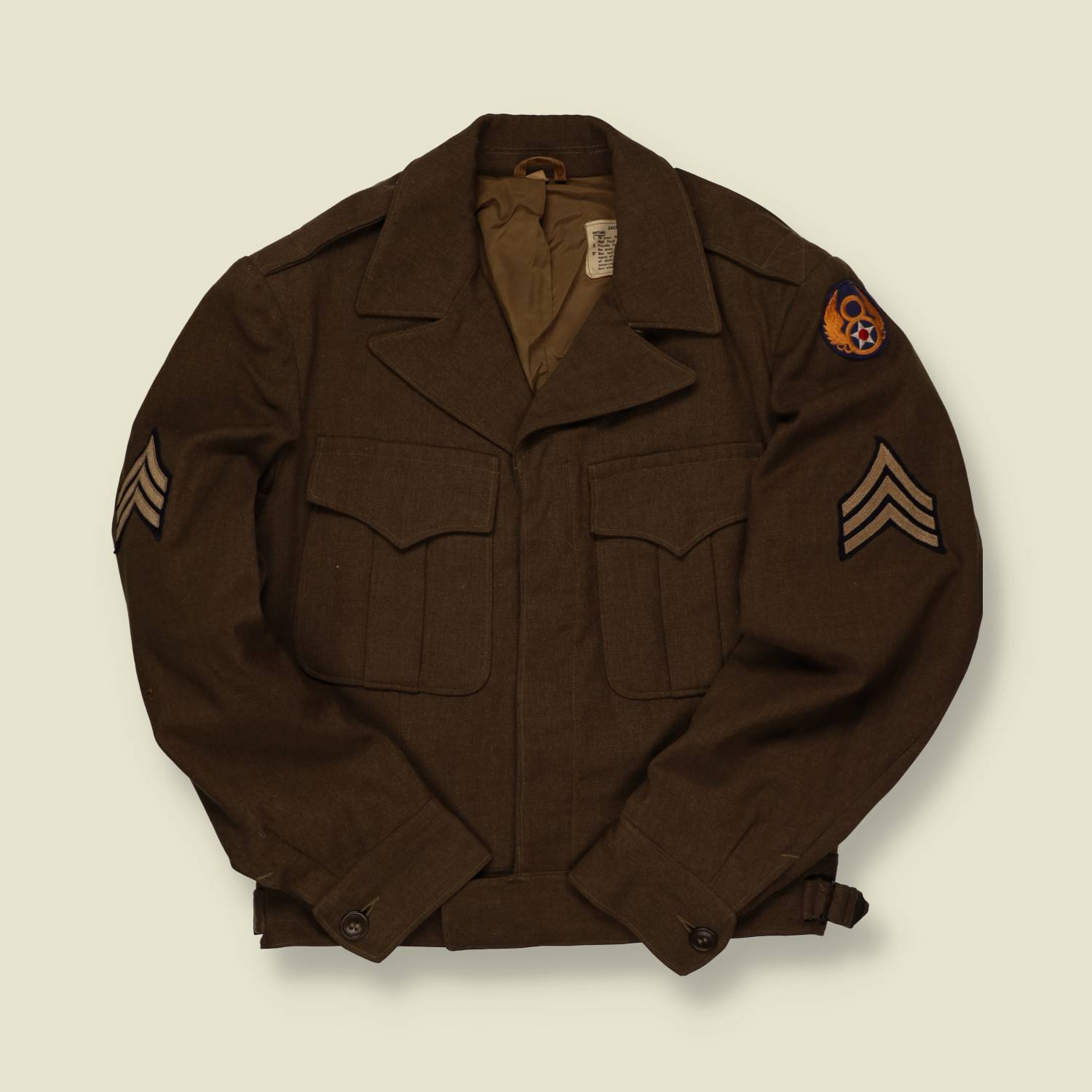 1940s | U.S. Army Air Forces | Ike Jacket – Sgt. Chevron – Olive Drab - XS/S