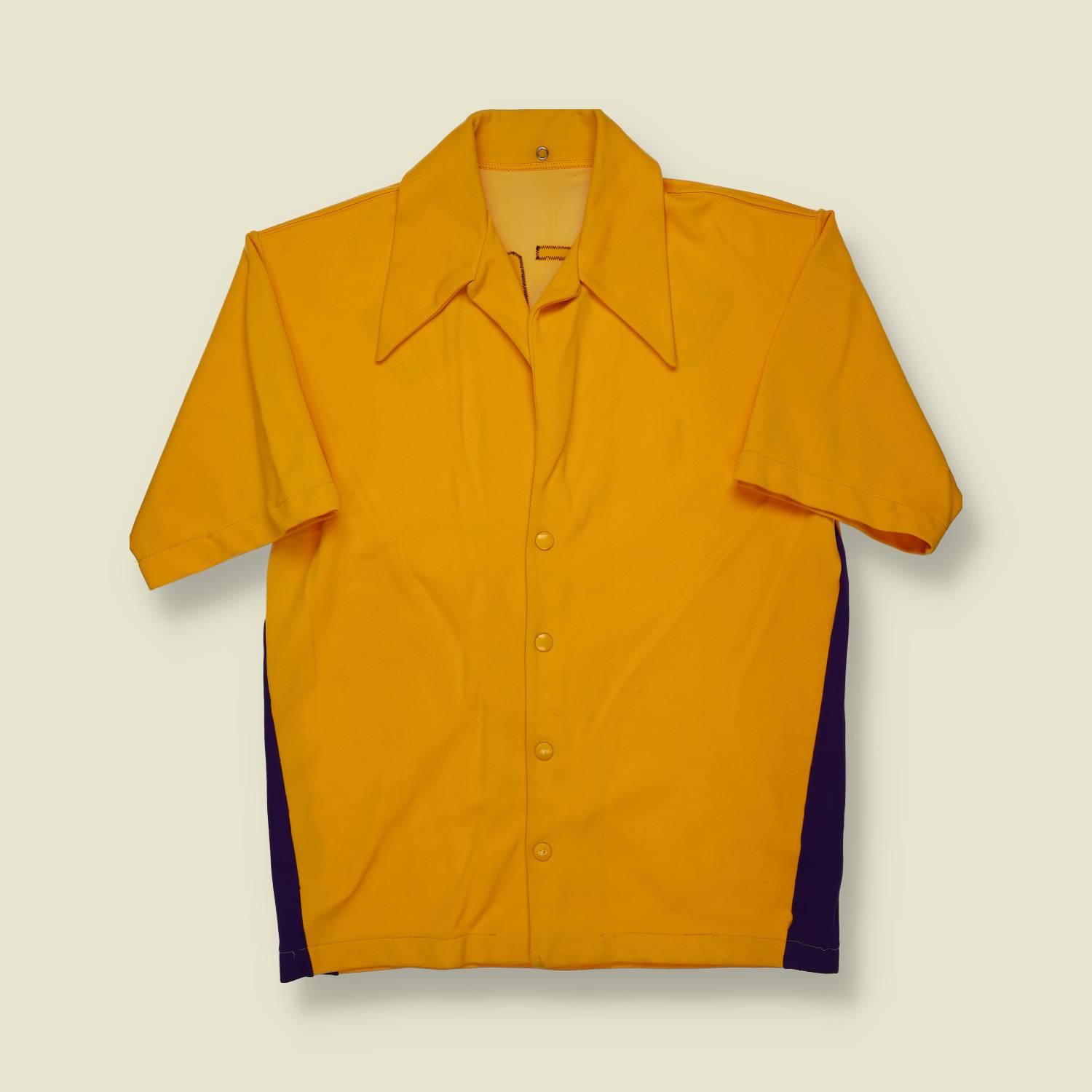 1970s | Gifford Team | Chainstitch Bowling Shirt – Gold & Navy - S