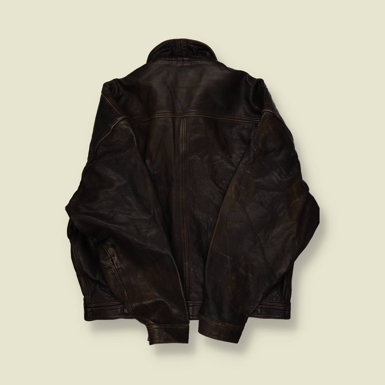 1980s | Unknown Maker | Heavy Steerhide Leather Trucker Jacket – Dark Brown - L