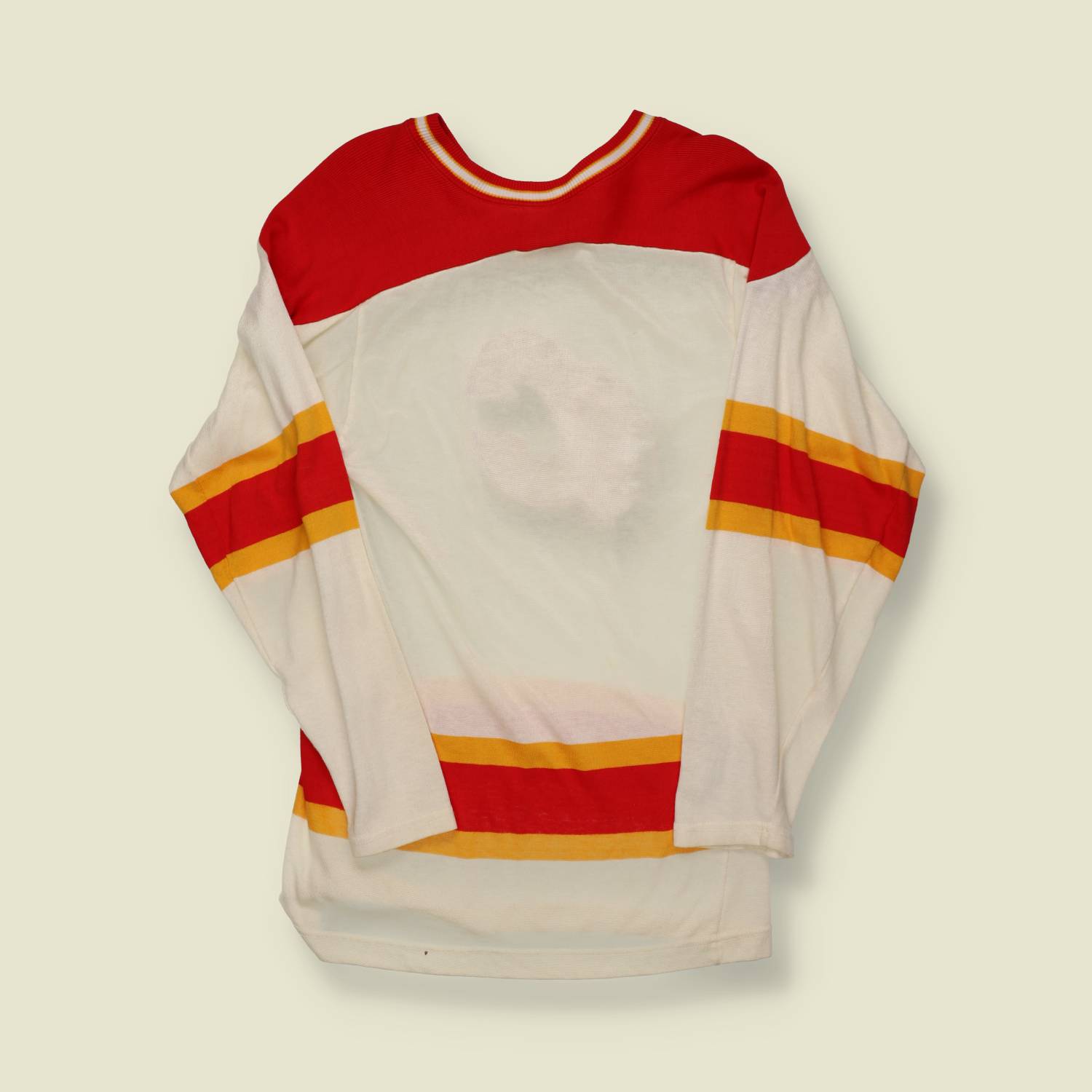 1970s–1980s | Bauer | Calgary Flames Hockey Jersey – Cream & Red - XS/S