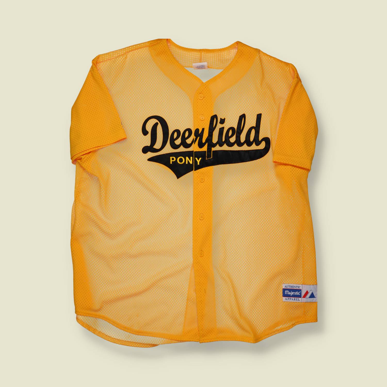 2000s | Majestic | Deerfield Pony Baseball Jersey – Yellow & Black - XL