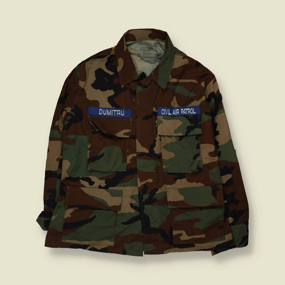 1980s–1990s Civil Air Patrol | Woodland BDU Shirt | Camouflage - L