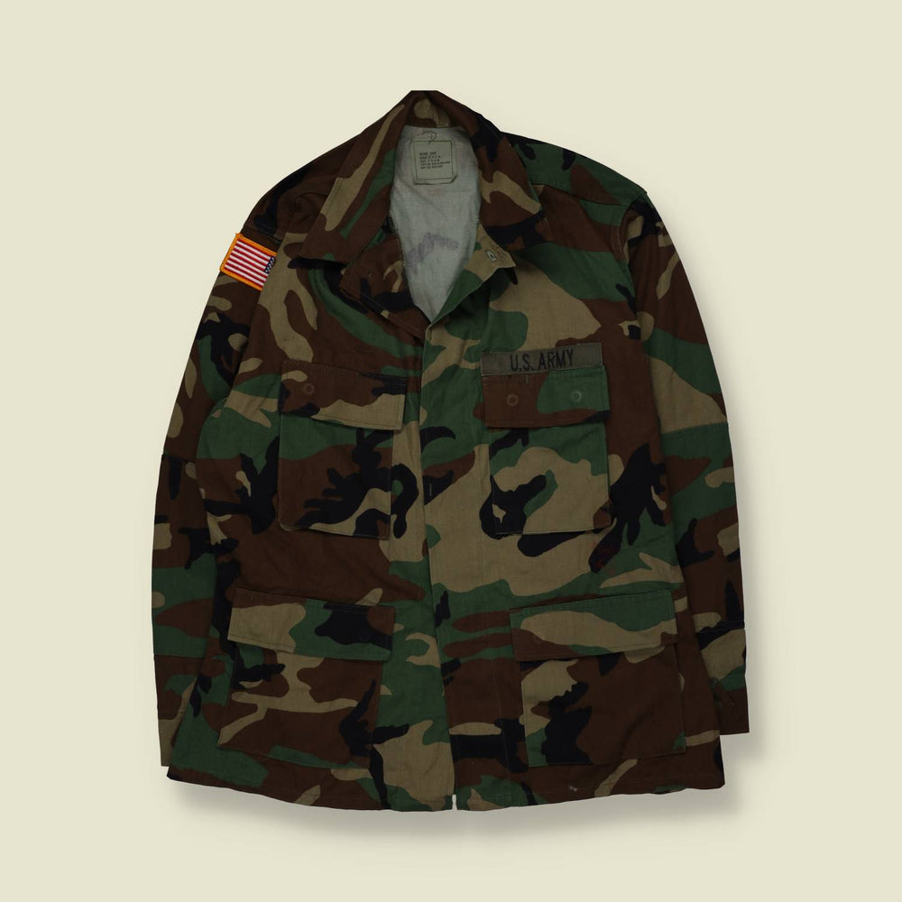 1980s–1990s U.S. Army | Woodland BDU Shirt | Camouflage - L