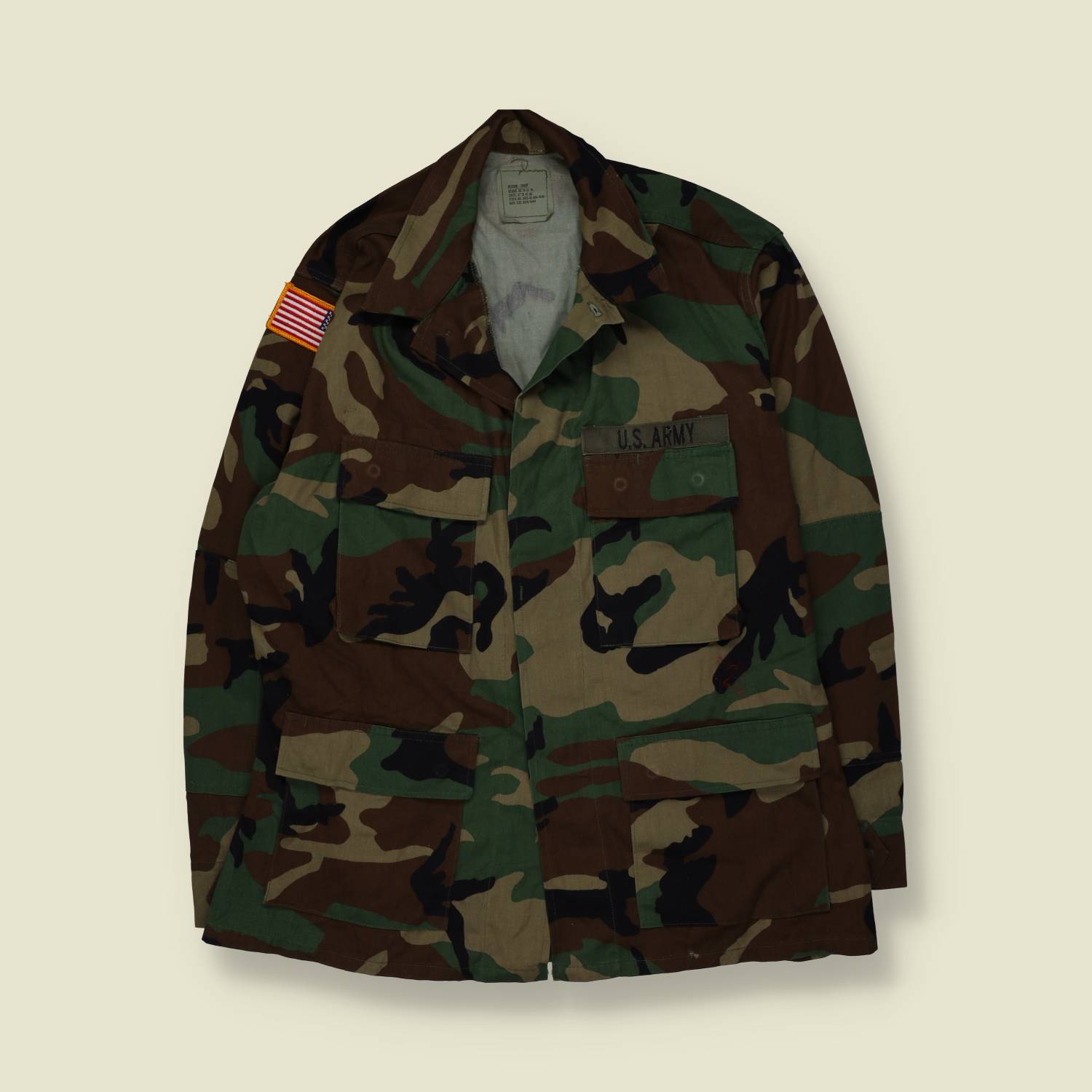 1980s–1990s U.S. Army | Woodland BDU Shirt | Camouflage - L
