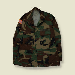 1980s–1990s U.S. Army | Woodland BDU Shirt | Camouflage - L