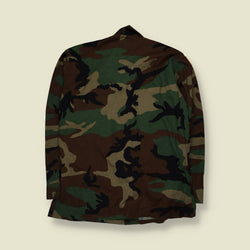 1980s–1990s U.S. Army | Woodland BDU Shirt | Camouflage - L