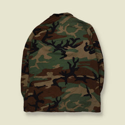 1980s–1990s U.S. Army | Woodland BDU Shirt | Camouflage - L