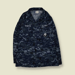 2000s–2010s U.S. Navy | Digital Camouflage Shirt | Blue Camo - L