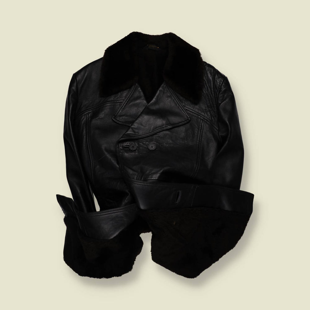 1970s Glenhusky Of Scotland | Leather Coat | Black - M