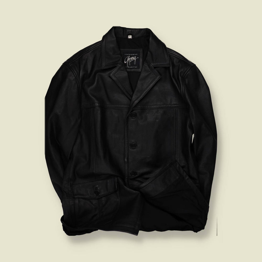 1990s Gipsy | Chunky Leather Coat | Black - XL