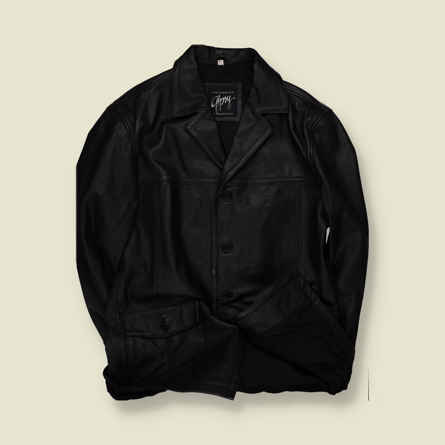 1990s Gipsy | Chunky Leather Coat | Black - XL