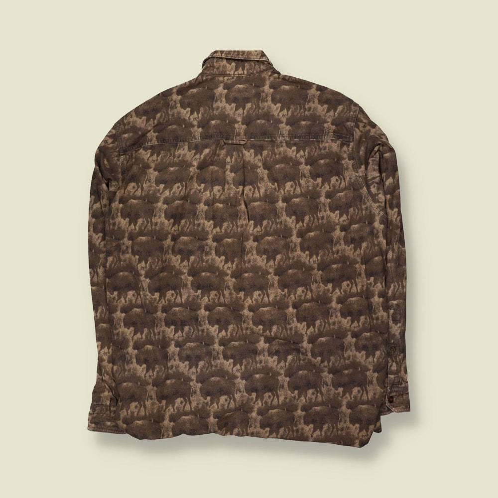 1990s–2000s Woolrich | Bison Print Shirt | Brown - 2XL