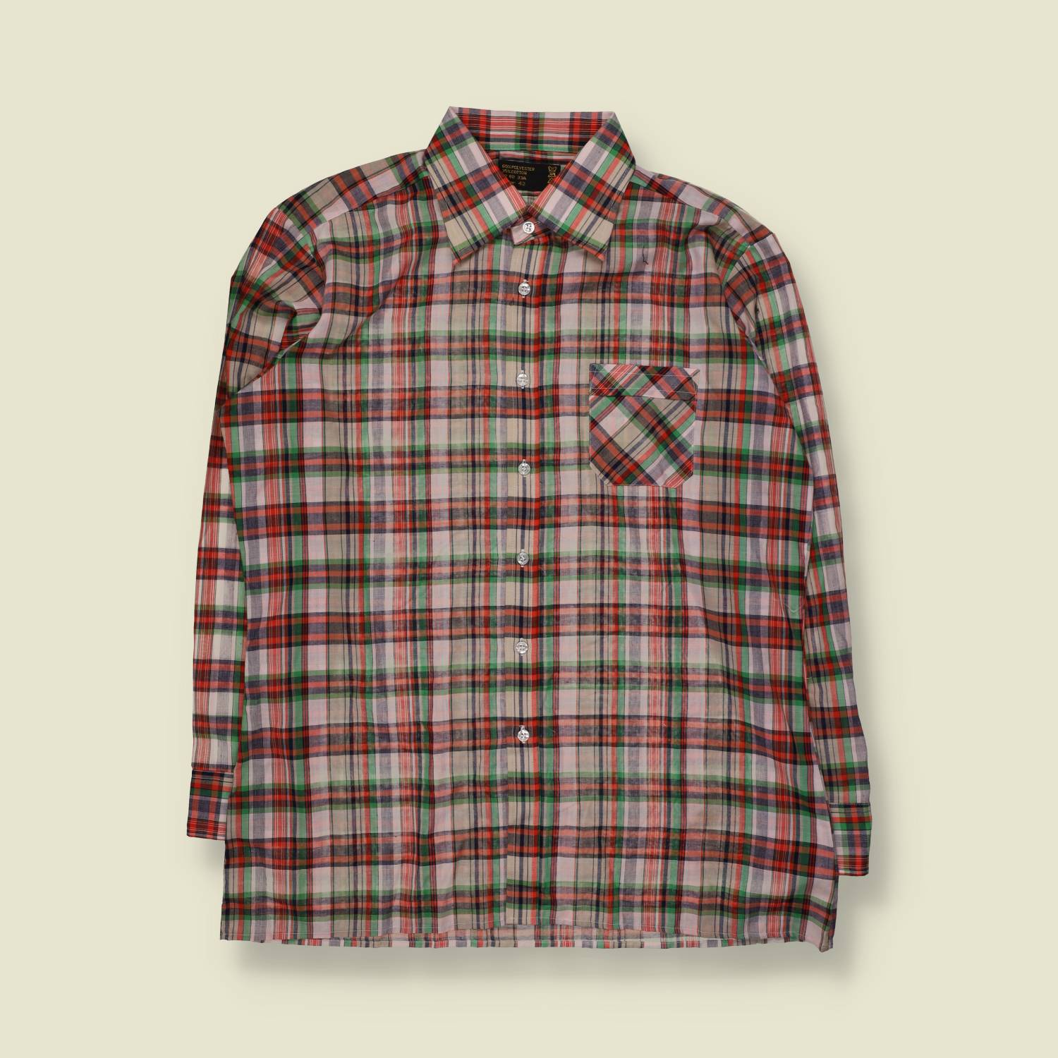 1970s | Check Shirt | Red & Green - 2XL