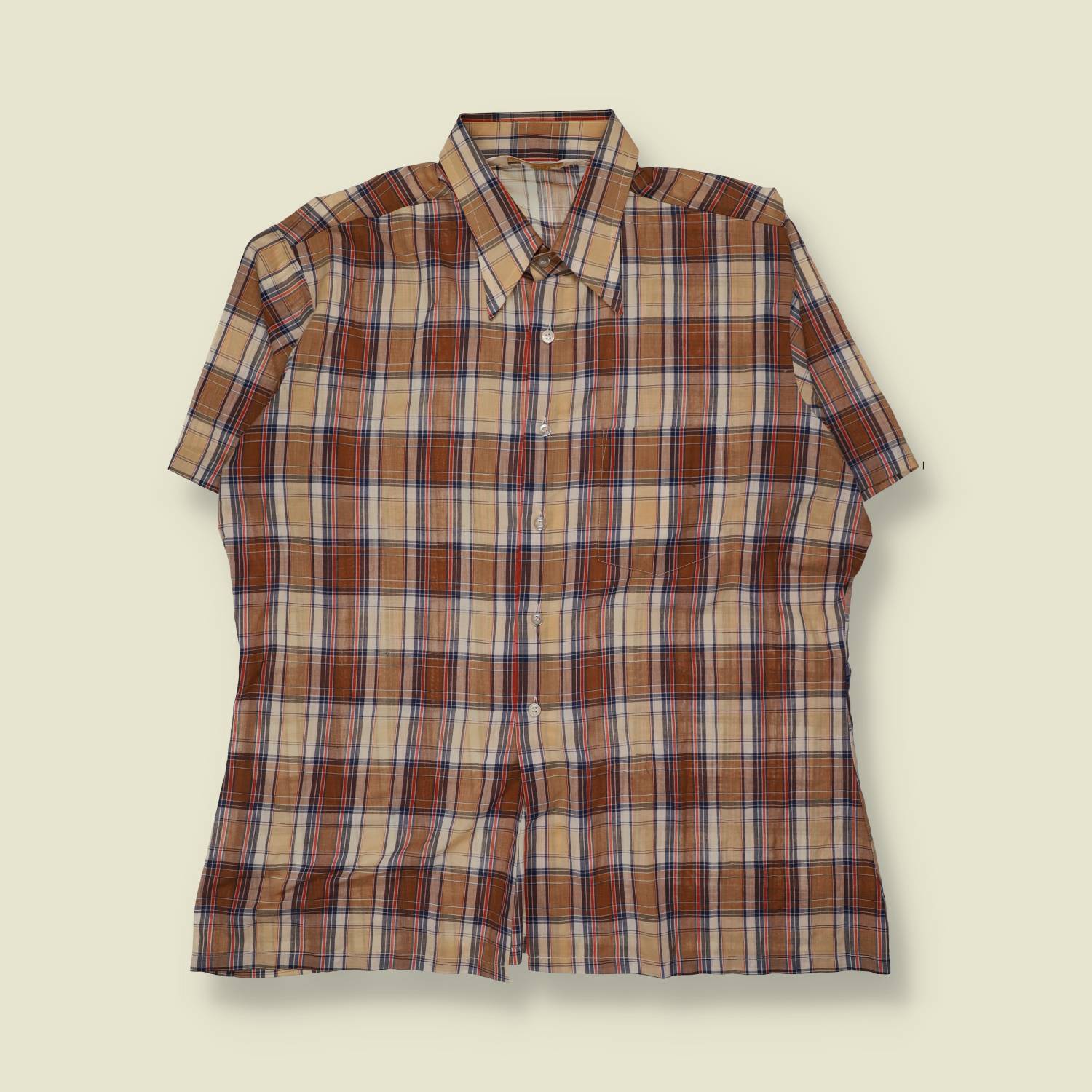 1970s Kings Road | Check Shirt | Brown & Cream - 3XL