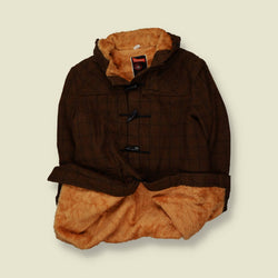 1960s Skyland | Teddy Lined Duffel Coat | Brown - L