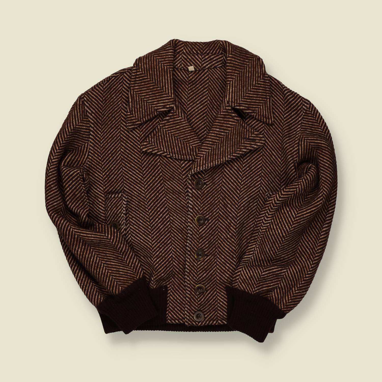 1970s | Unbranded | Brown Herringbone Jacket - S/M