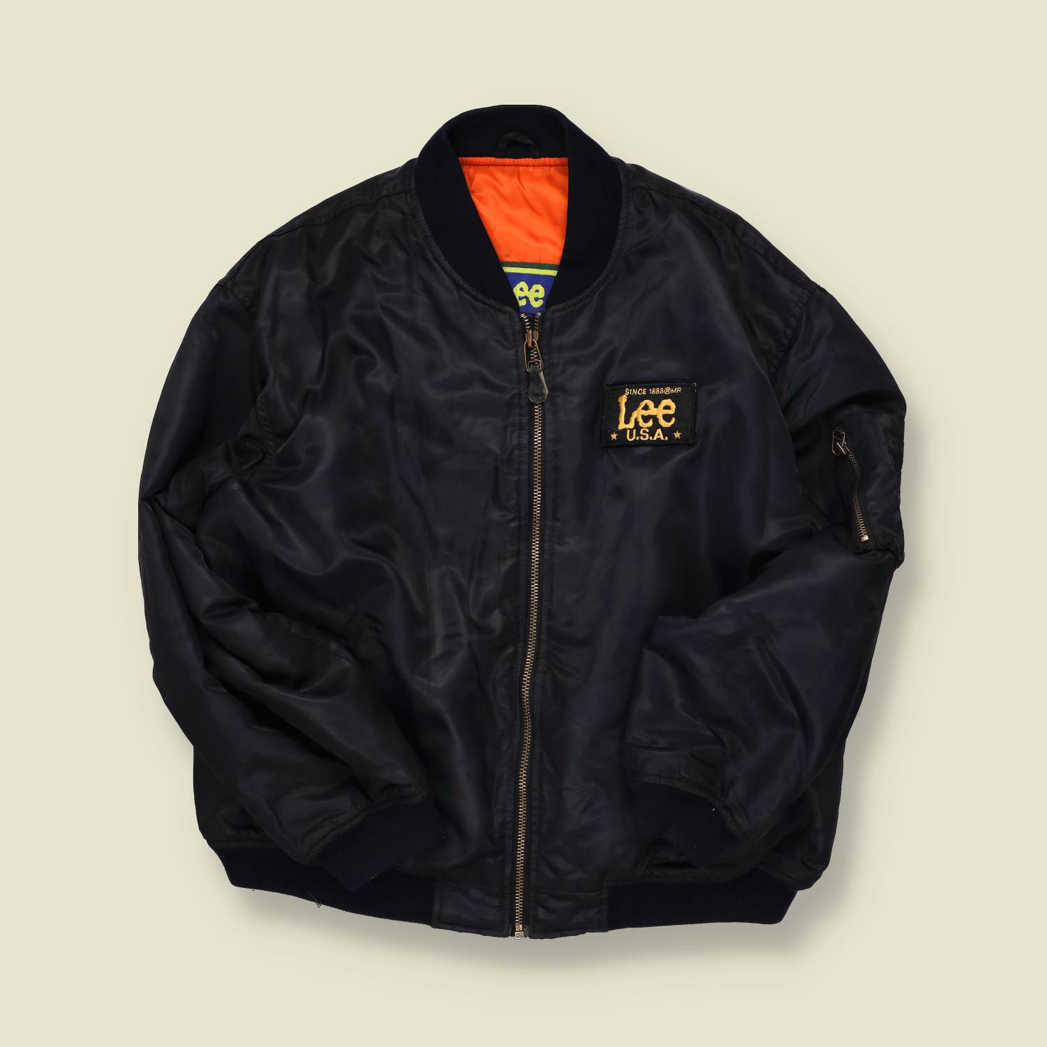 1990s | Lee | “History in Midwinter” Padded Bomber Jacket – Navy - M/L