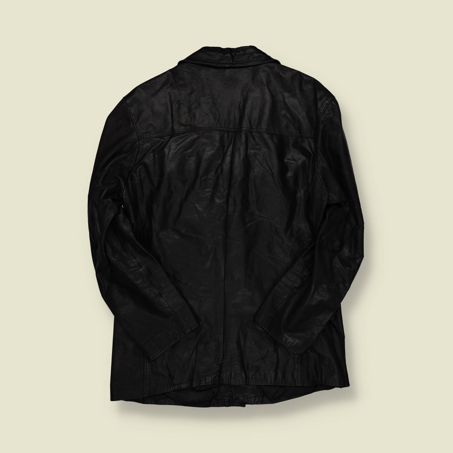 1970s | Unbranded | Black Leather Car Coat - S