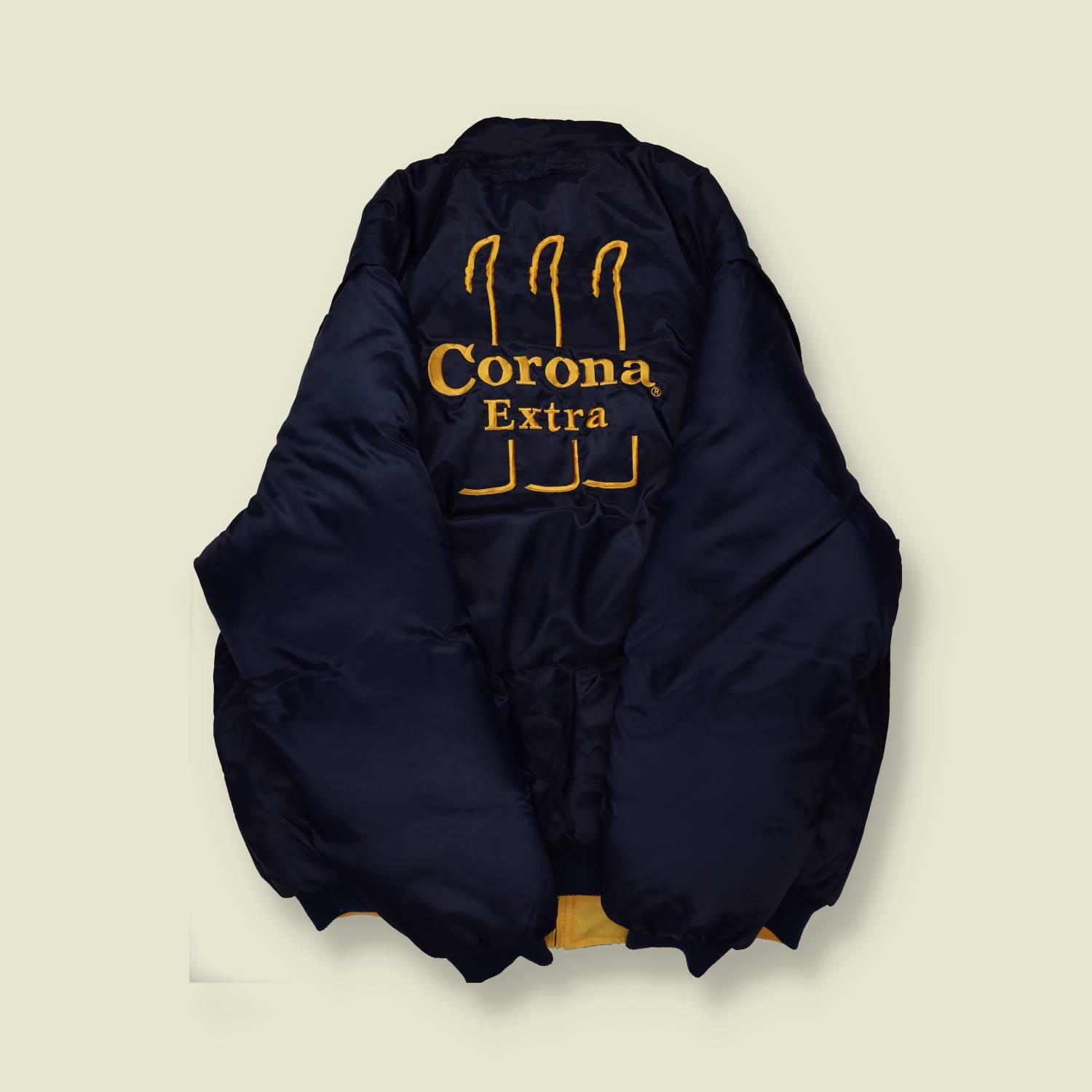 1990s | Corona Extra | Reversible Puffer Jacket – Navy/Yellow - L