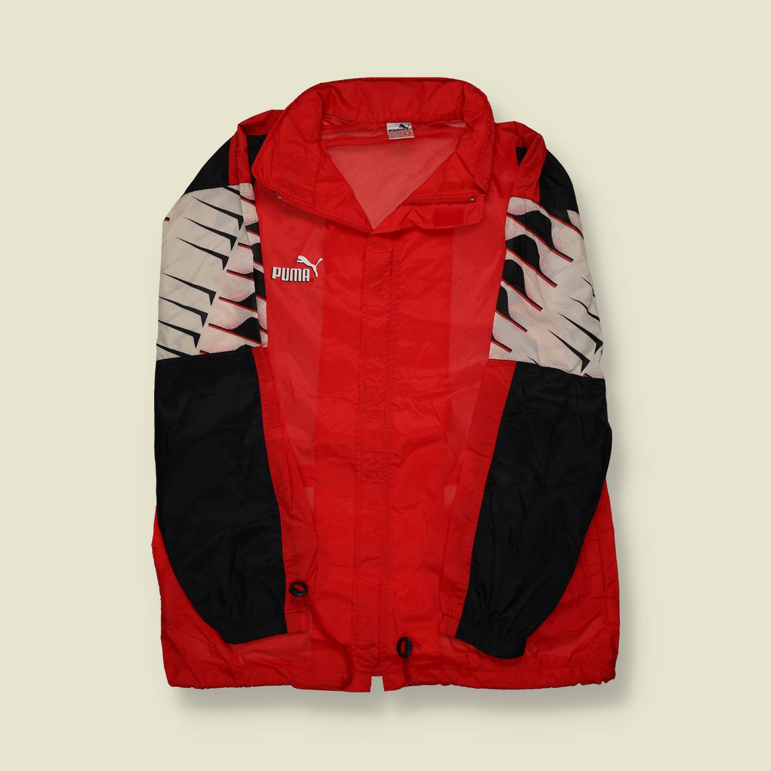 1990s | Puma | Graphic Windbreaker – Red/Black/White - L