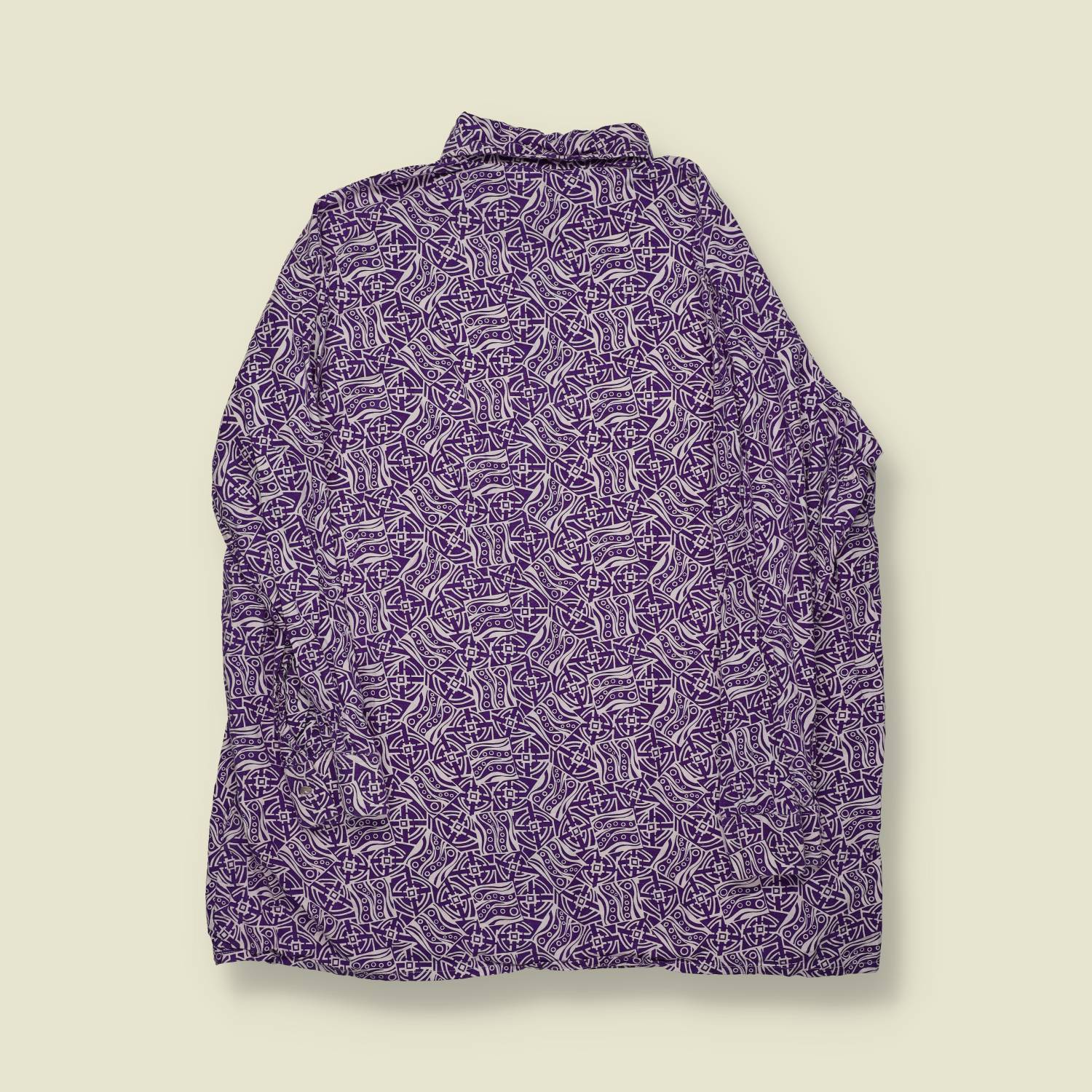 1970s | Lotus | Purple Geometric Print Shirt - L/XL