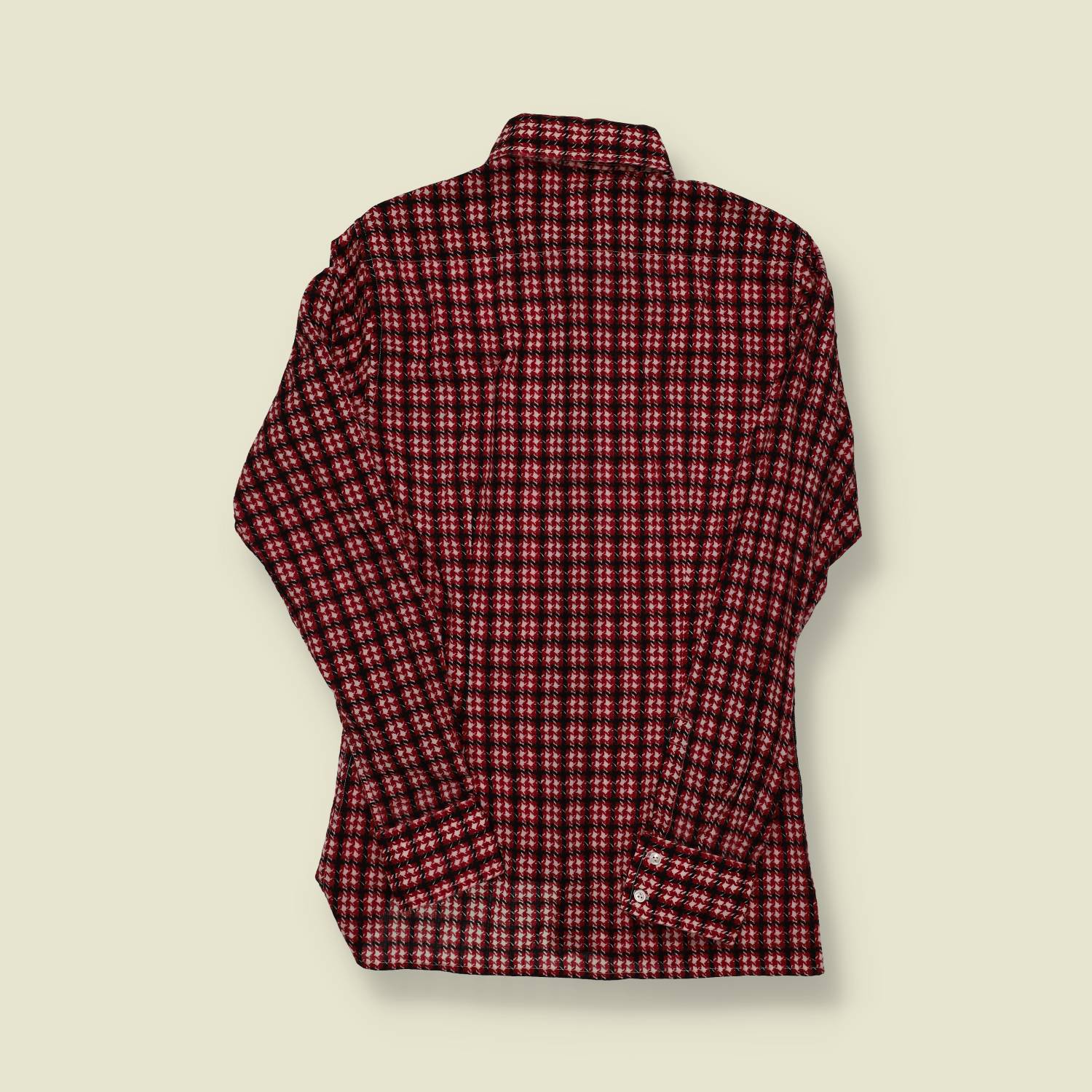 1970s | La Camicetto | Red/Black Optical Check Shirt - XS