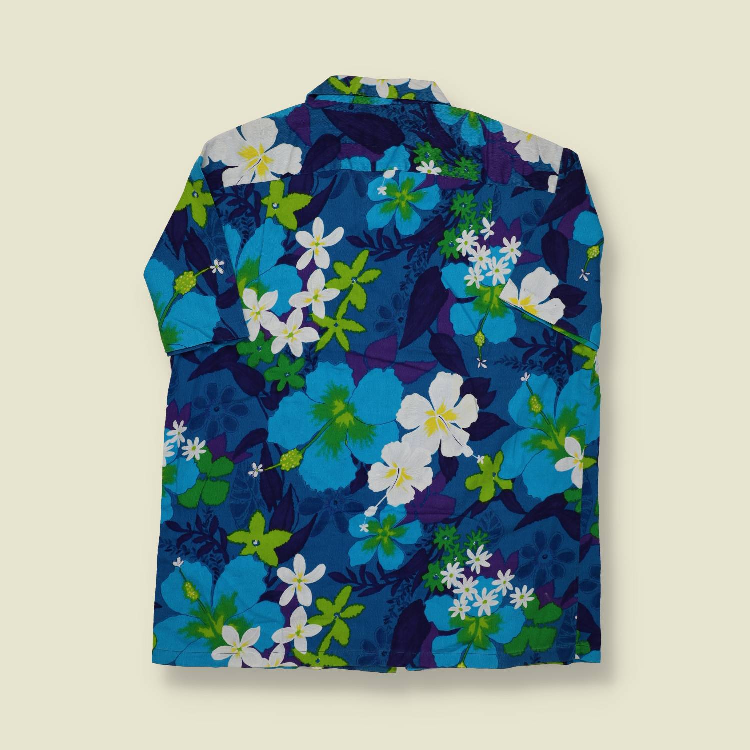 1970s | Made in Hawaii | Floral Aloha Shirt – Blue/Green - S