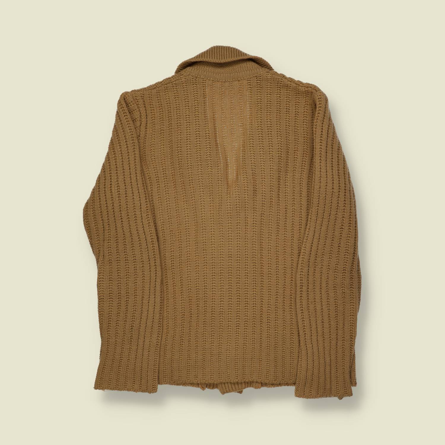 1970s | Unbranded | Shawl-Collar Knit Cardigan – Tan - S