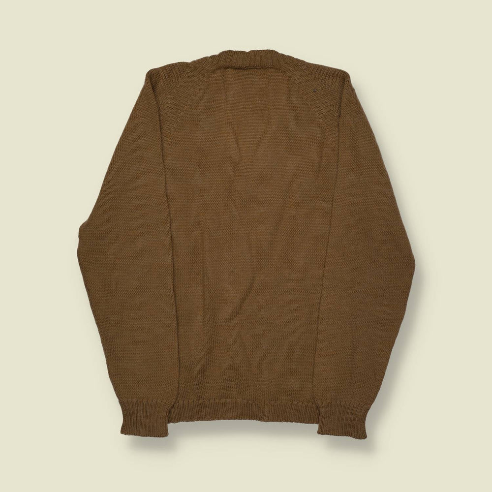 1960s | Harris | V-Neck Wool Sweater – Olive - S