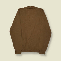 1960s | Harris | V-Neck Wool Sweater – Olive - S