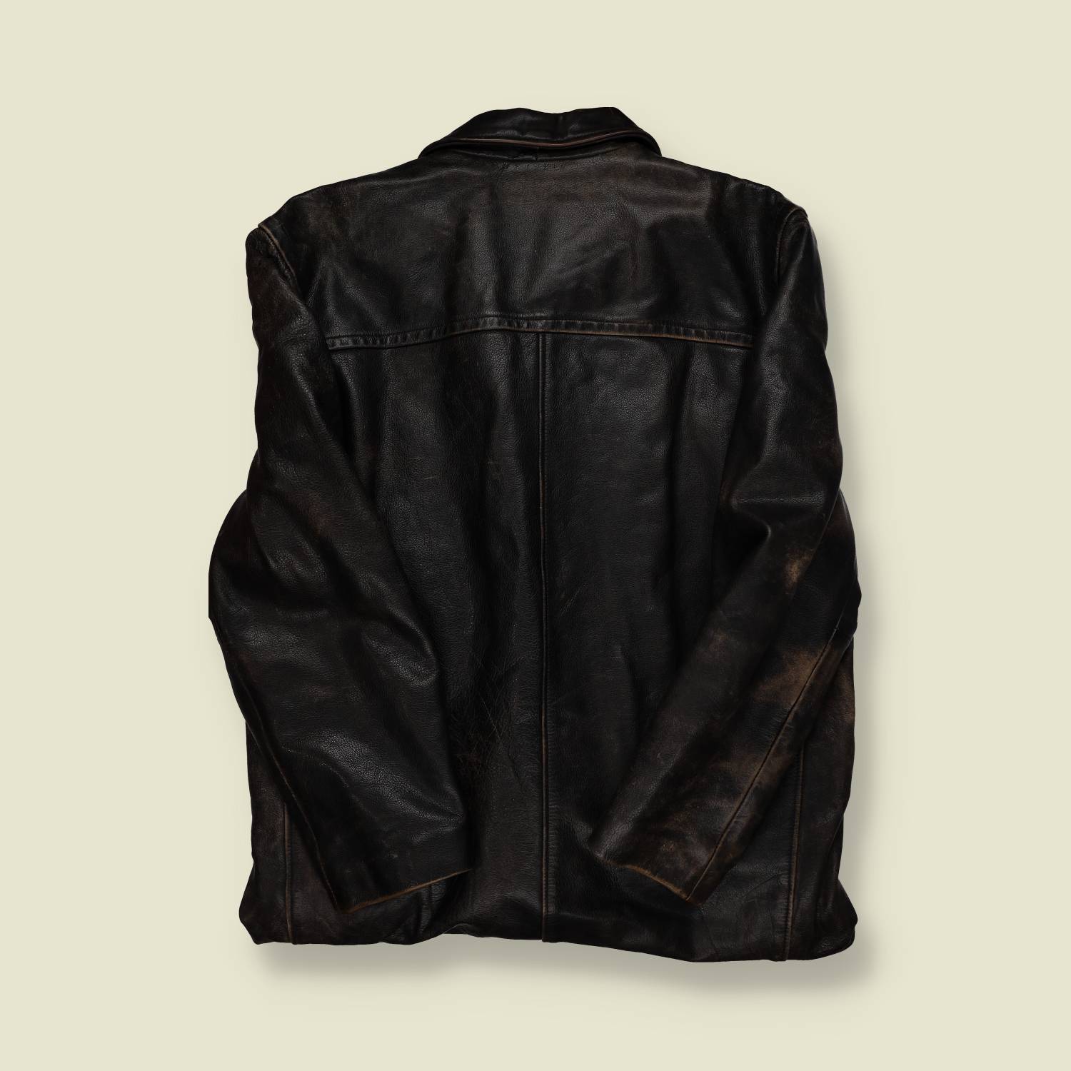 1960s-70s | The Unlimited | Heavy Leather Jacket – Black/Brown Distress - M