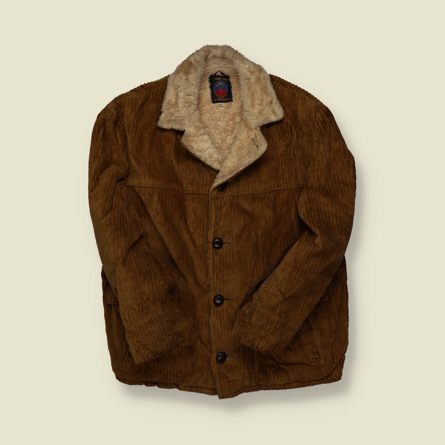 1950s–60s | Canada West | Mouton-Lined Corduroy Jacket – Brown - S