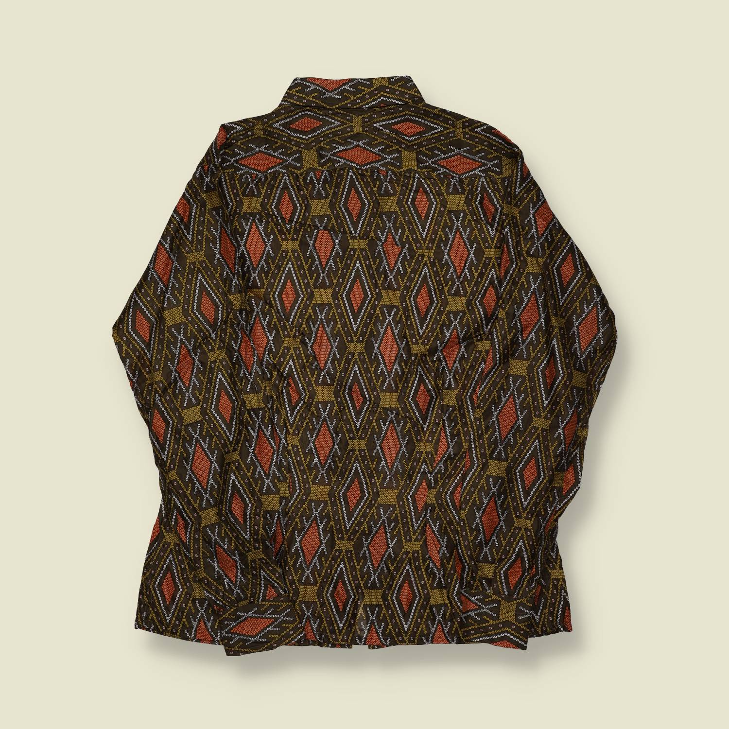 1970s | Unbranded | Geometric Print Shirt – Brown/Orange - S